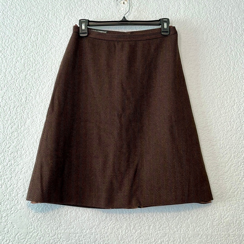 Dolce & Gabbana Herringbone Academia Skirt